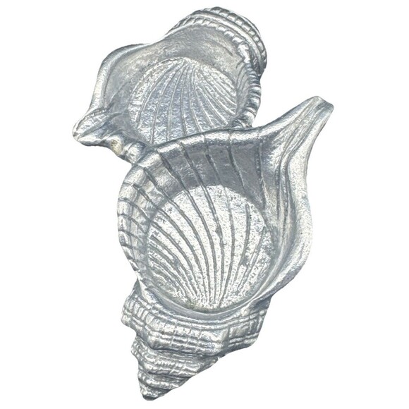 VTG Arthur Court Aluminum Sea Shells Salt & Pepper Shakers Holder/Caddy 1994 - Picture 4 of 9